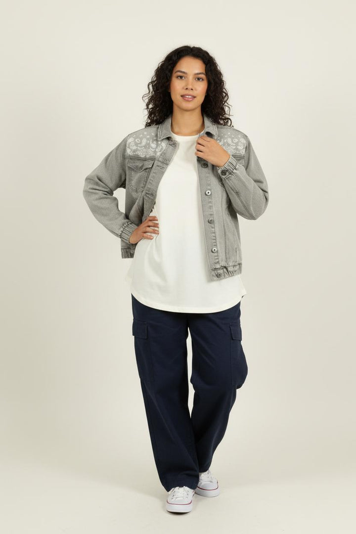 Veste en Jean Grise - Taille M/38 de la marque IKKS | PARAD61754 - Vendu par Paradigme - Image 1