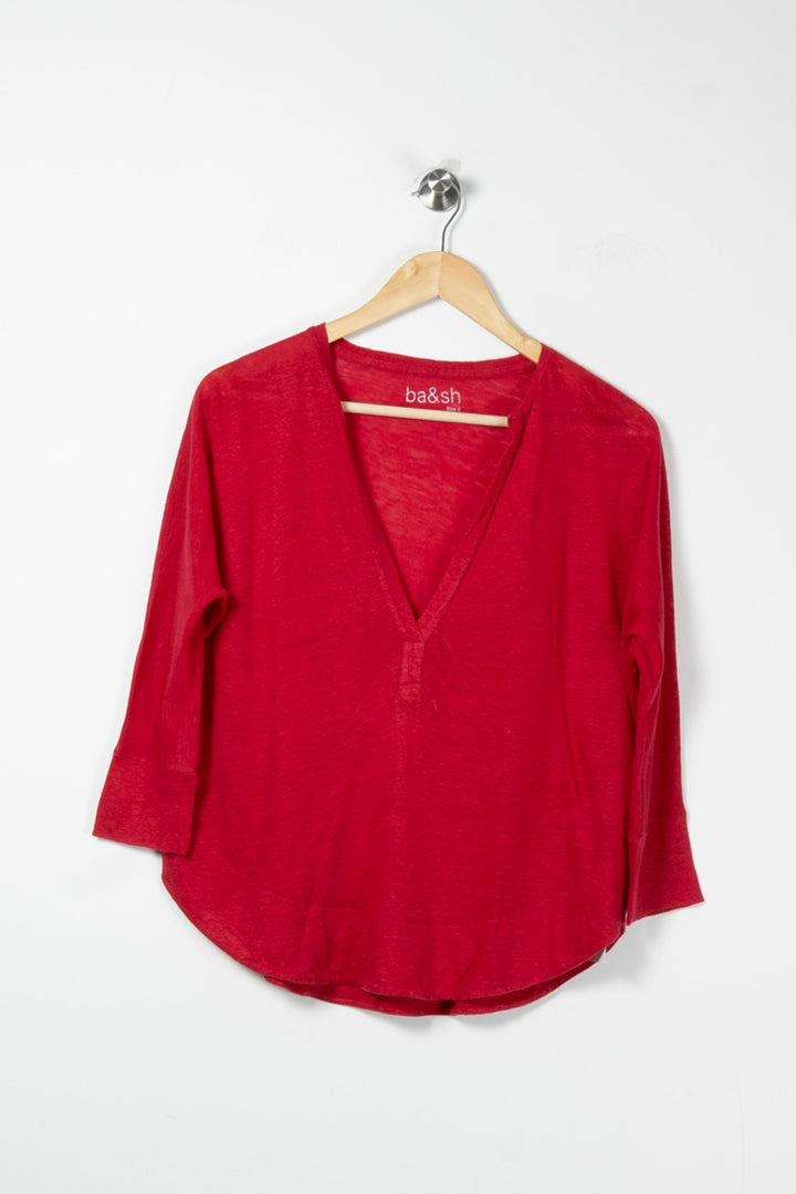 Blouse Rouge - Taille XS/34 de la marque ba&sh | PARAD61773 - Vendu par Paradigme - Image 2