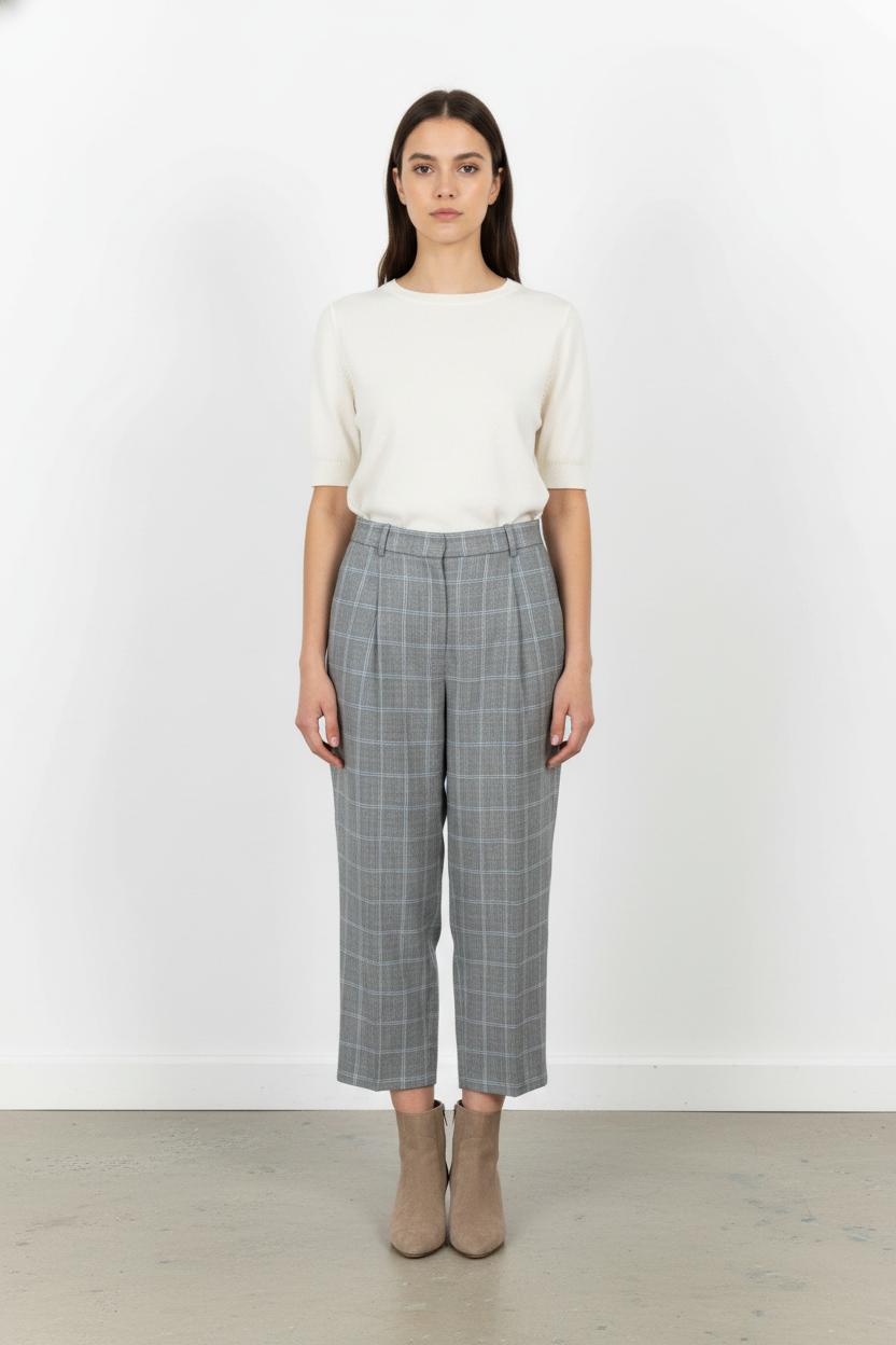 Pantalon à Carreaux Gris - Taille S/36 de la marque Sandro | PARAD61779 - Vendu par Paradigme - Image 1