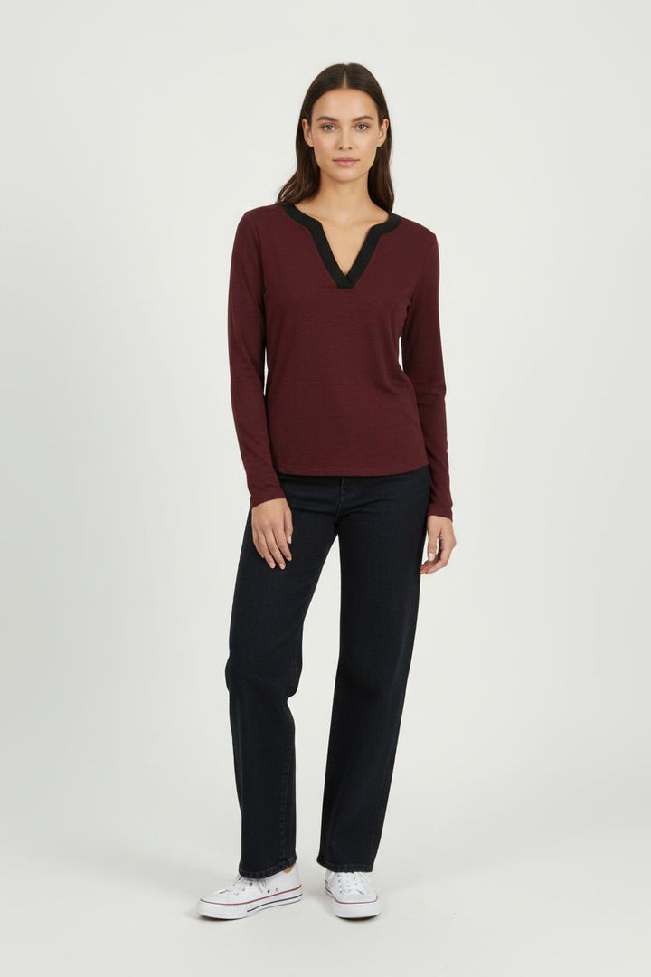 Tunique Bordeaux et Noir - Taille L/40 de la marque Sandro | PARAD61786 - Vendu par Paradigme - Image 1