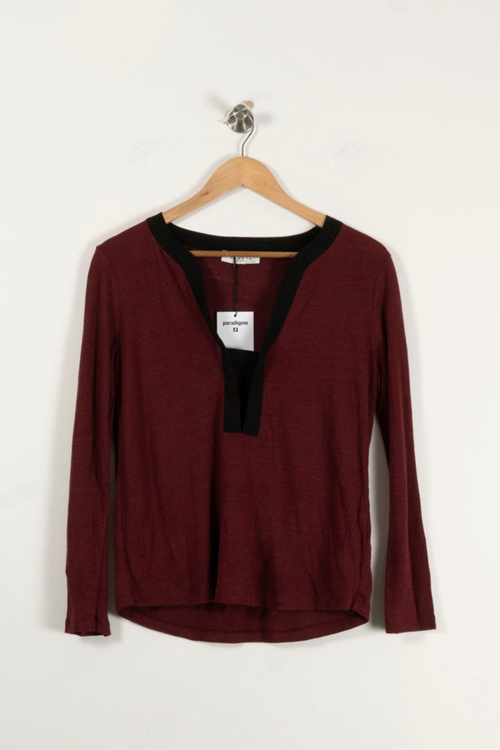 Tunique Bordeaux et Noir - Taille L/40 de la marque Sandro | PARAD61786 - Vendu par Paradigme - Image 2