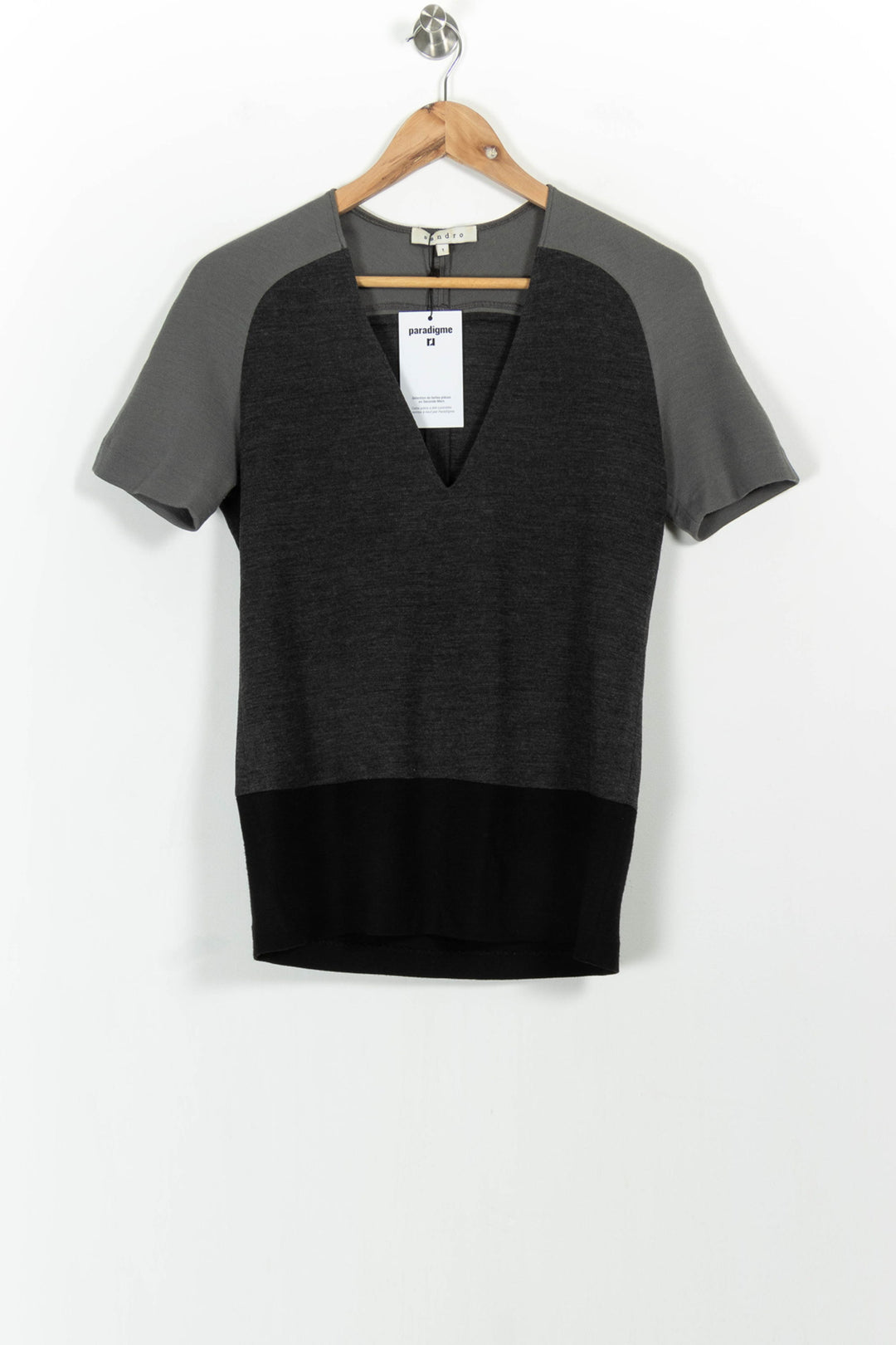 Pull Gris et Noir - Taille S/36 de la marque Sandro | PARAD61790 - Vendu par Paradigme - Image 2