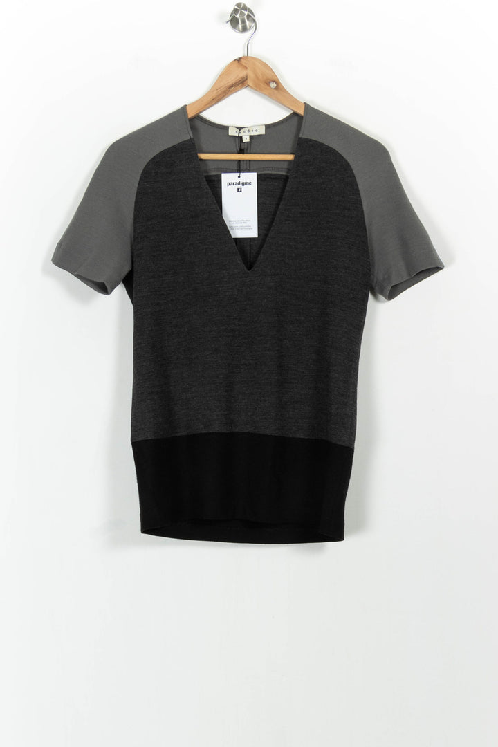 Pull Gris et Noir - Taille S/36 de la marque Sandro | PARAD61790 - Vendu par Paradigme - Image 2