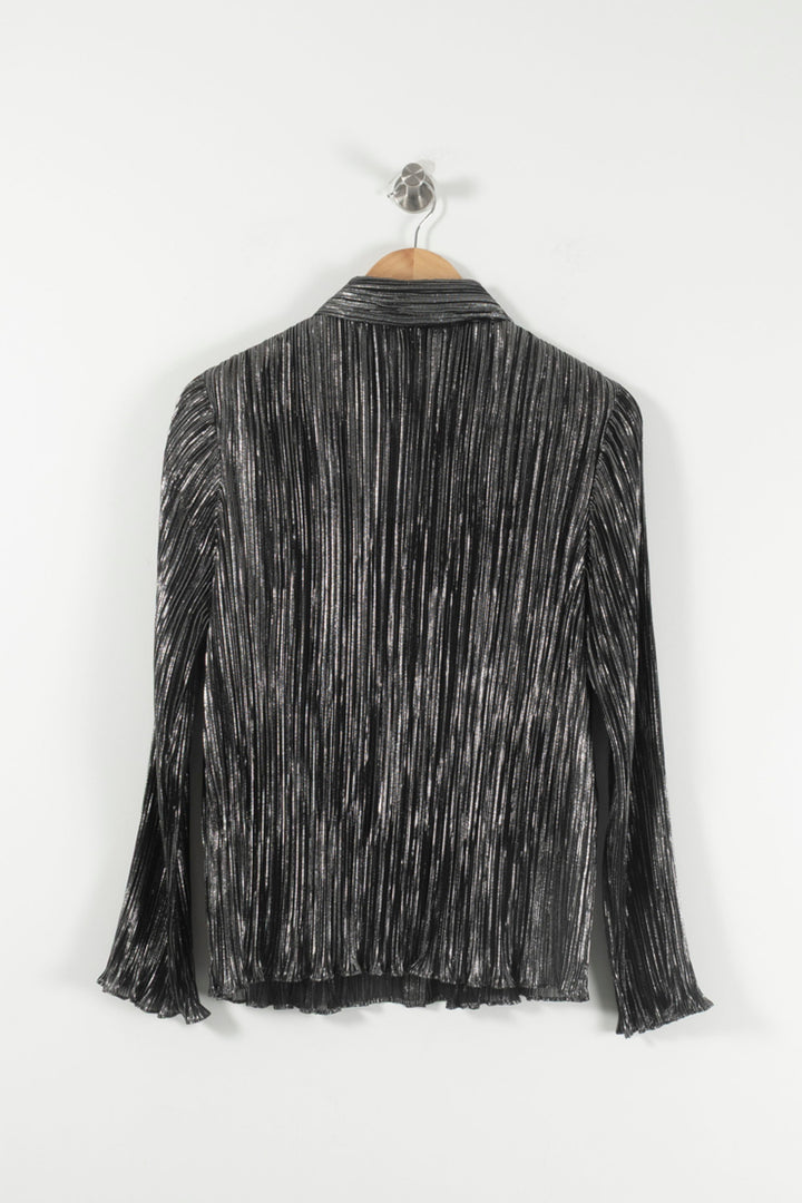 Chemise Plissée Grise et Noire - Taille M/38 de la marque Claudie Pierlot | PARAD61794 - Vendu par Paradigme - Image 4