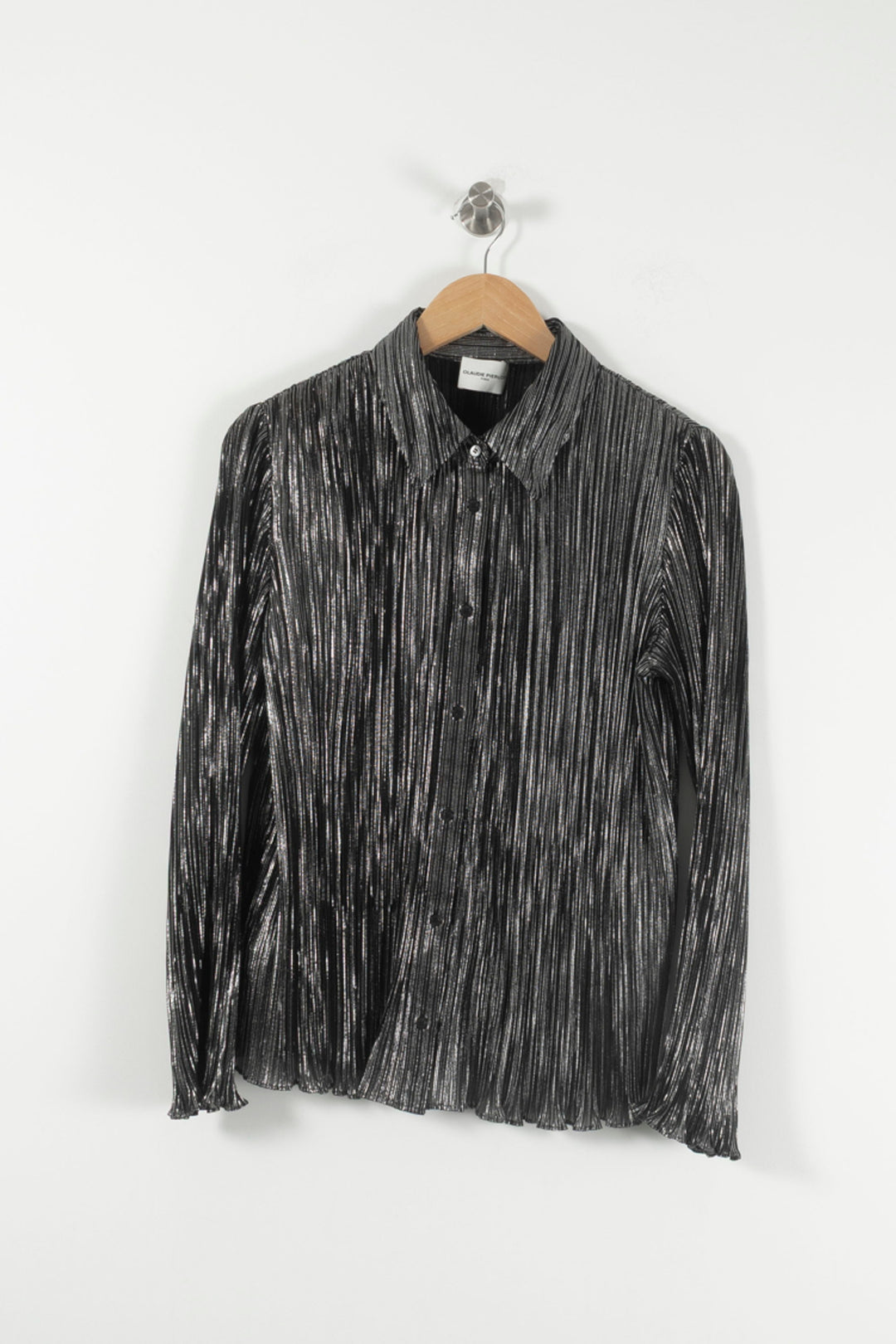 Chemise Plissée Grise et Noire - Taille M/38 de la marque Claudie Pierlot | PARAD61794 - Vendu par Paradigme - Image 2