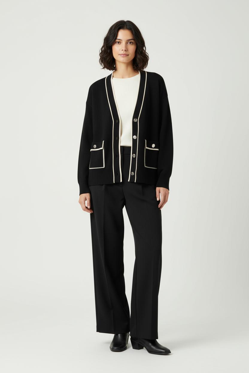 Cardigan Noir et Beige - Taille S/36 de la marque Sandro | PARAD61800 - Vendu par Paradigme - Image 1
