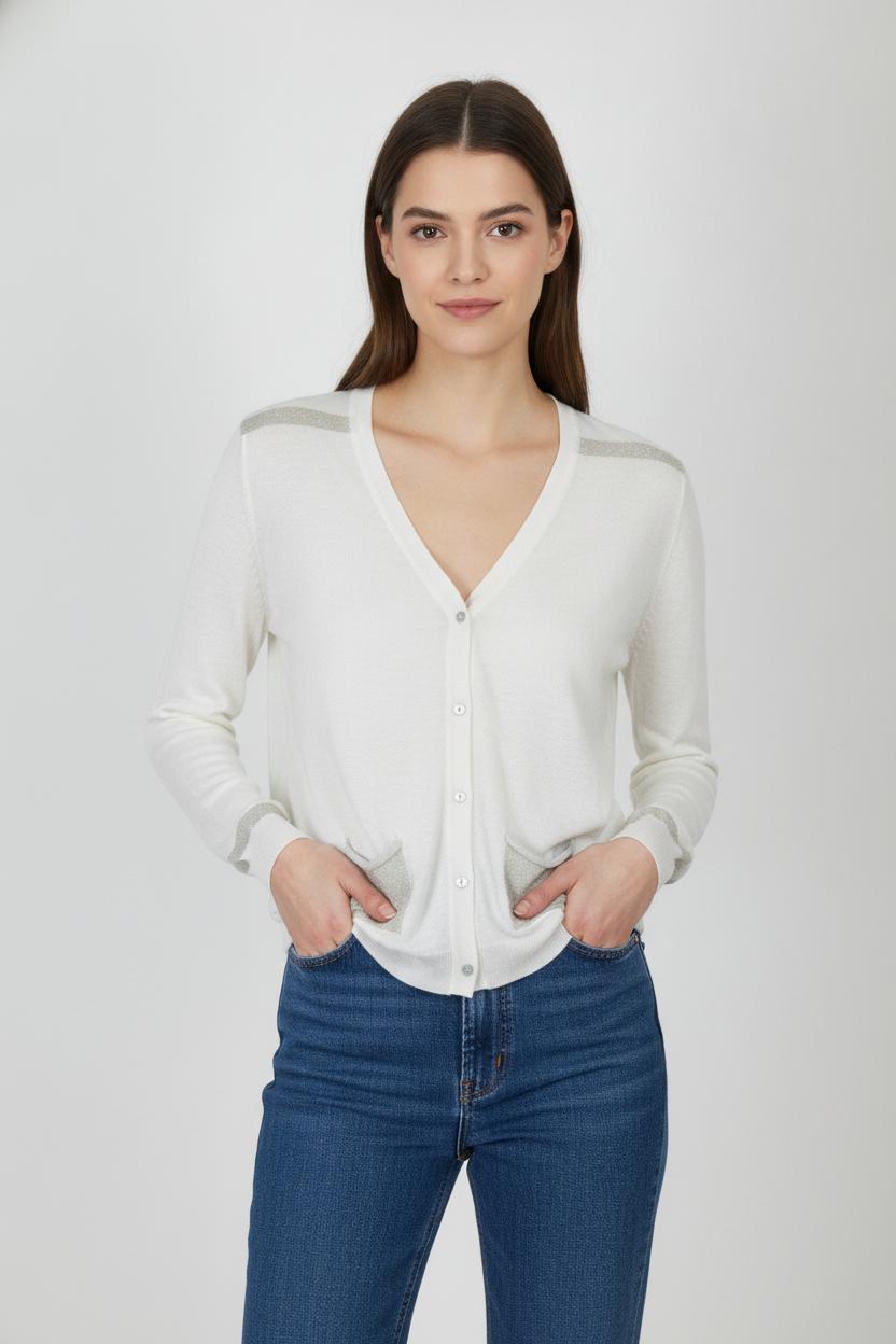 Gilet Blanc et Beige - Taille M/38 de la marque Grace & Mila | PARAD61812 - Vendu par Paradigme - Image 1