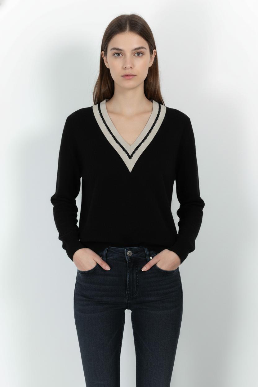 Pull Noir et Beige - Taille M/38 de la marque Sandro | PARAD61820 - Vendu par Paradigme - Image 1