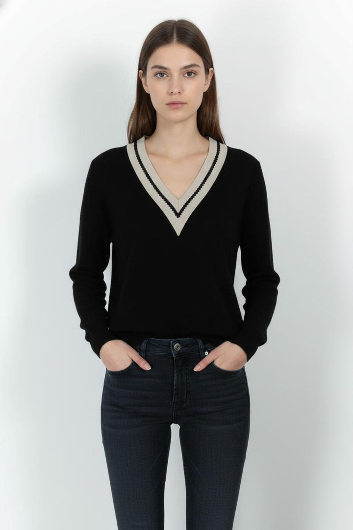 Pull Noir et Beige - Taille M/38 de la marque Sandro | PARAD61820 - Vendu par Paradigme - Image 1