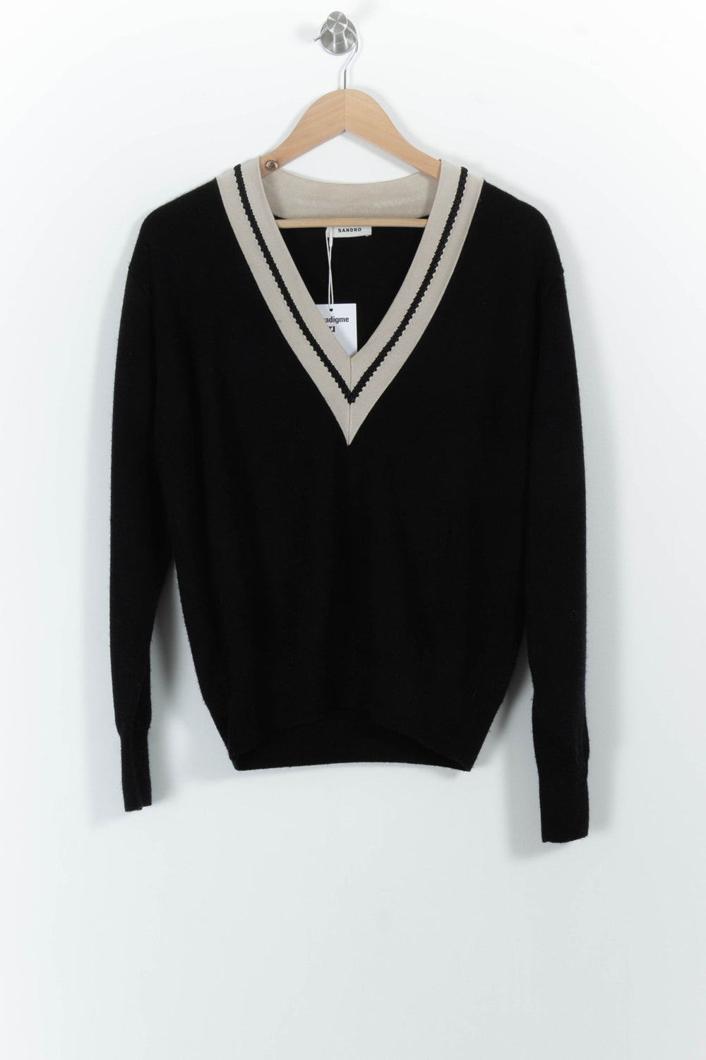 Pull Noir et Beige - Taille M/38 de la marque Sandro | PARAD61820 - Vendu par Paradigme - Image 2