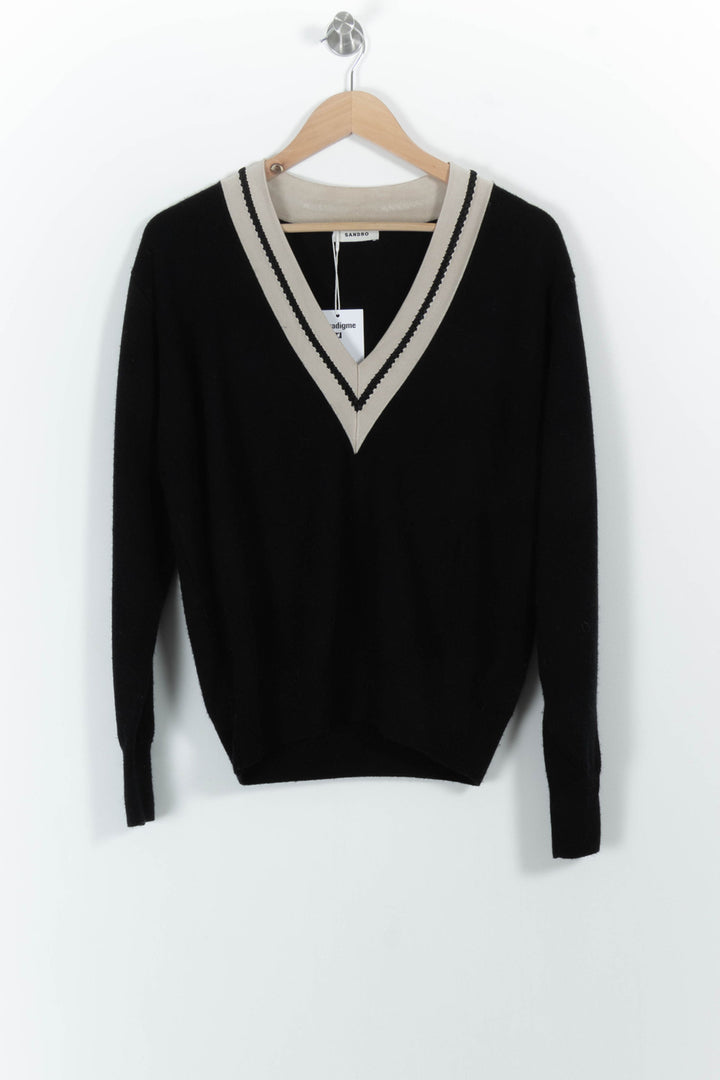 Pull Noir et Beige - Taille M/38 de la marque Sandro | PARAD61820 - Vendu par Paradigme - Image 2