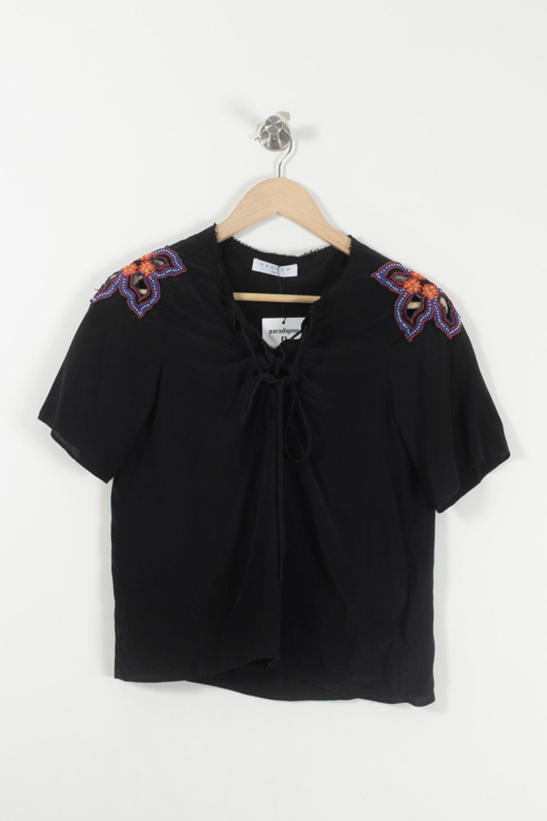 Blouse Noire - Taille S/36 de la marque Sandro | PARAD61826 - Vendu par Paradigme - Image 2