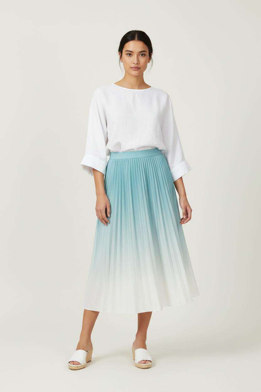 Jupe Plissée Bleue et Blanche - Taille XL/42 de la marque Maison 123 | PARAD61848 - Vendu par Paradigme - Image 1