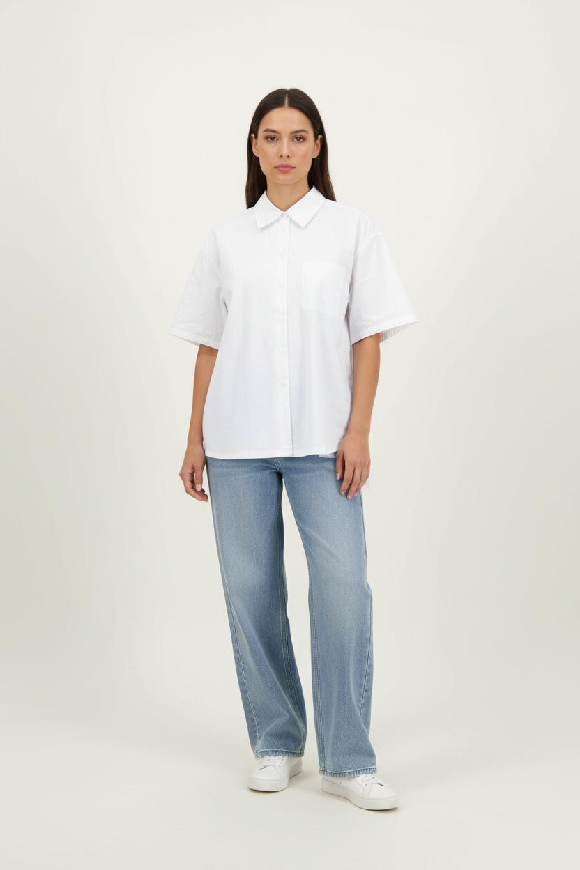 Chemise Manches Courtes Blanche - Taille M/38 de la marque American Vintage | PARAD61851 - Vendu par Paradigme - Image 1