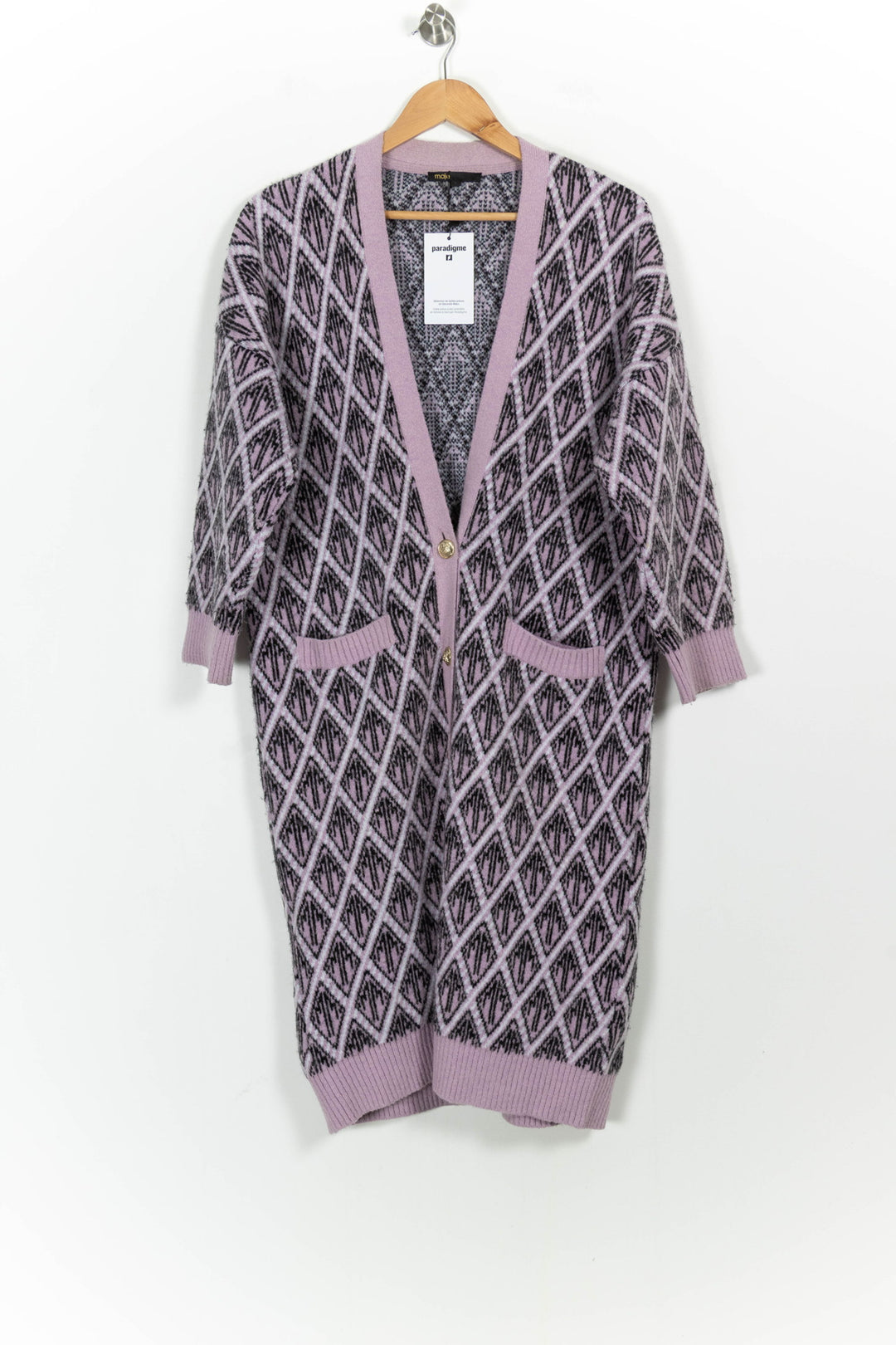 Cardigan Rose et Noir - Taille S/36 de la marque Maje | PARAD61870 - Vendu par Paradigme - Image 2