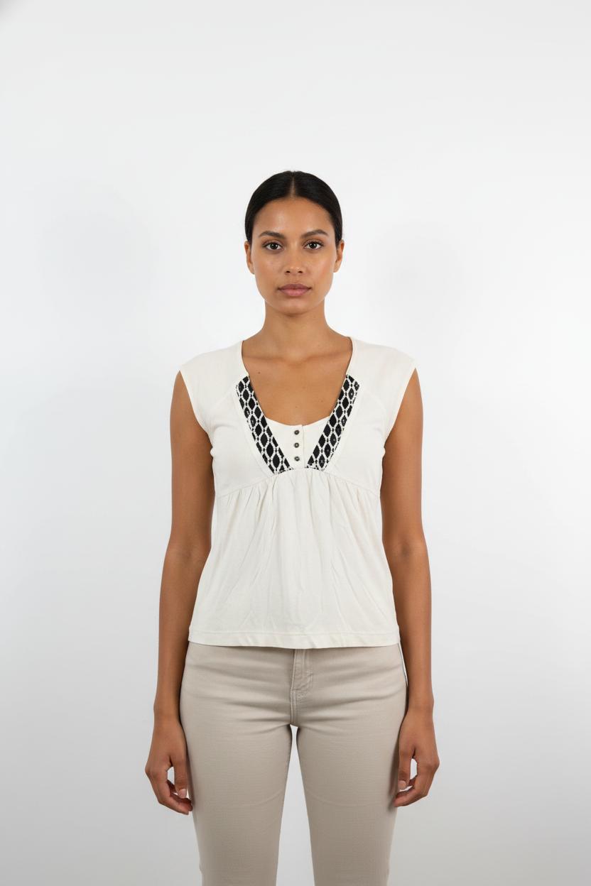 Blouse Écrue et Noire - Taille XS/34