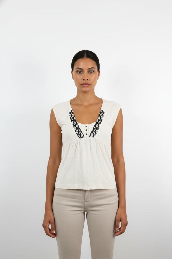 Blouse Écrue et Noire - Taille XS/34