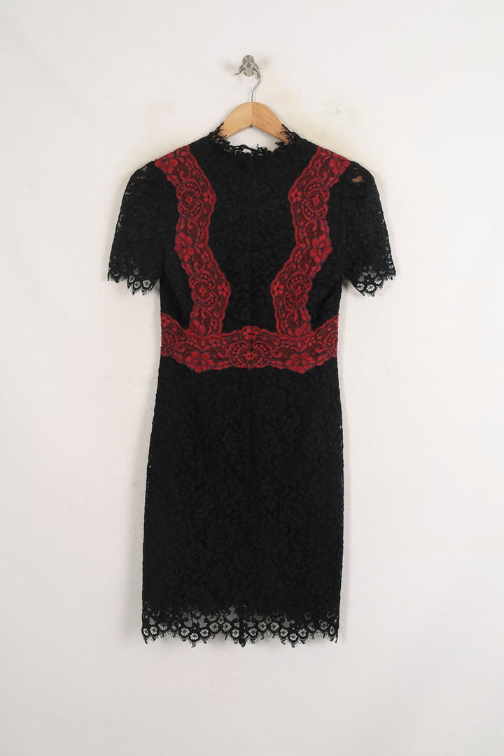 Robe Dentelle Noire et Rouge - Taille S/36 de la marque Sandro | PARAD61941 - Vendu par Paradigme - Image 4