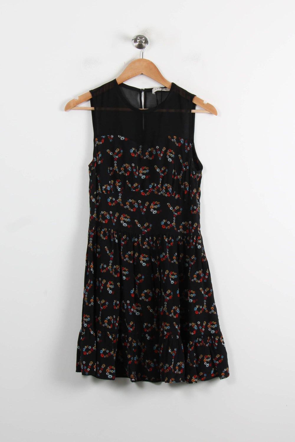 Robe Courte Noire à Fleurs Multicolores - Taille S/36 de la marque Sandro | PARAD61943 - Vendu par Paradigme - Image 2
