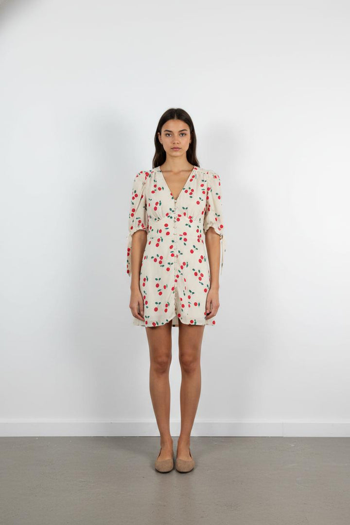 Robe Courte Écrue et Rouge - Taille S/36