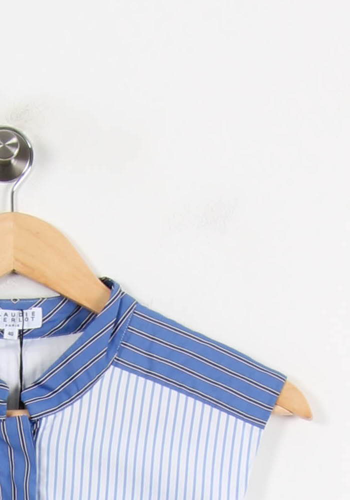 Robe Chemise Bleu et Blanc - Taille L/40 de la marque Claudie Pierlot | PARAD61949 - Vendu par Paradigme - Image 3