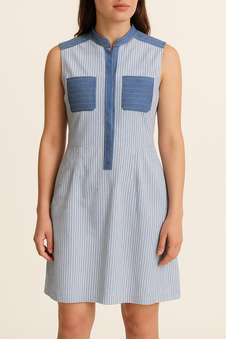 Robe Chemise Bleu et Blanc - Taille L/40 de la marque Claudie Pierlot | PARAD61949 - Vendu par Paradigme - Image 1