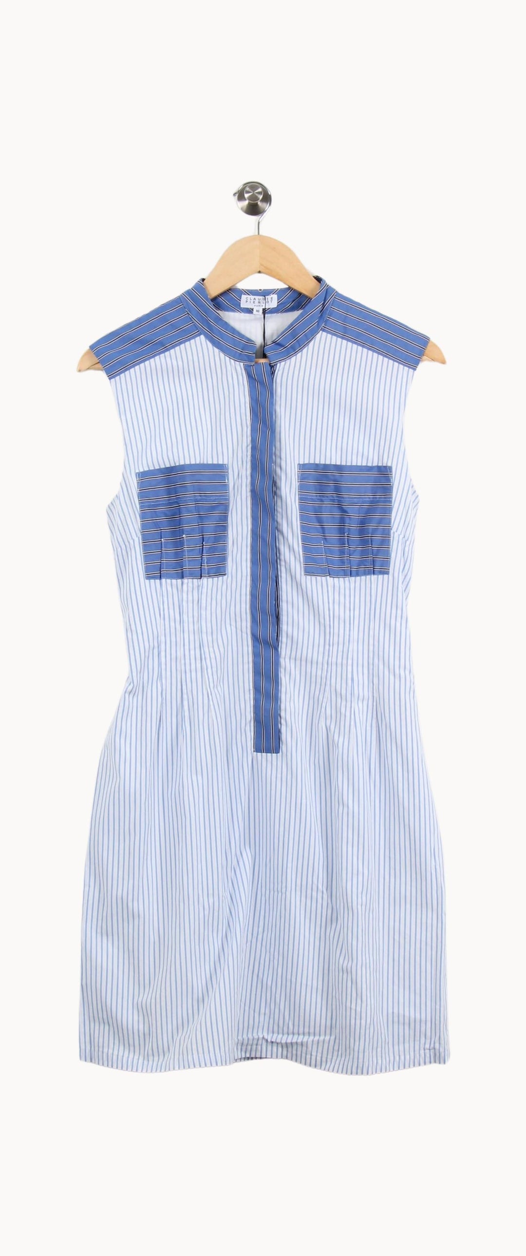 Robe Chemise Bleu et Blanc - Taille L/40 de la marque Claudie Pierlot | PARAD61949 - Vendu par Paradigme - Image 2