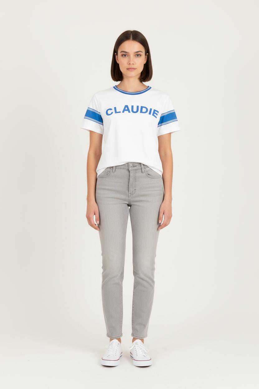 Tee-shirt Blanc et Bleu - Taille M/38 de la marque Claudie Pierlot | PARAD61962 - Vendu par Paradigme - Image 1