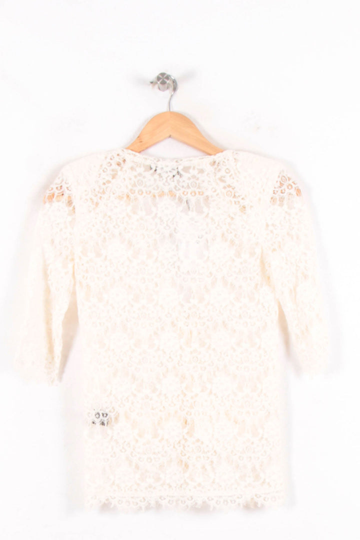 Blouse Dentelle Beige - Taille XS/34 de la marque The Kooples | PARAD61978 - Vendu par Paradigme - Image 4