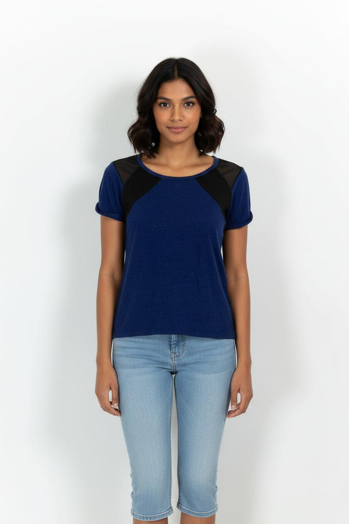 Tee-shirt Bleu et Noir - Taille S/36 de la marque Sandro | PARAD62021 - Vendu par Paradigme - Image 1