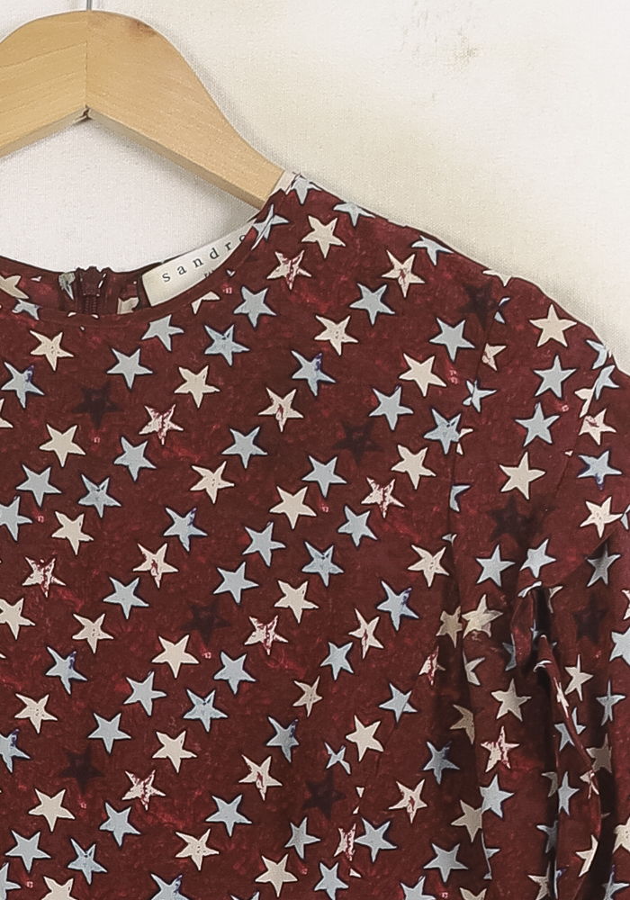 Robe Évasée Bordeaux et Blanche - Taille S/36 de la marque Sandro | PARAD62034 - Vendu par Paradigme - Image 3
