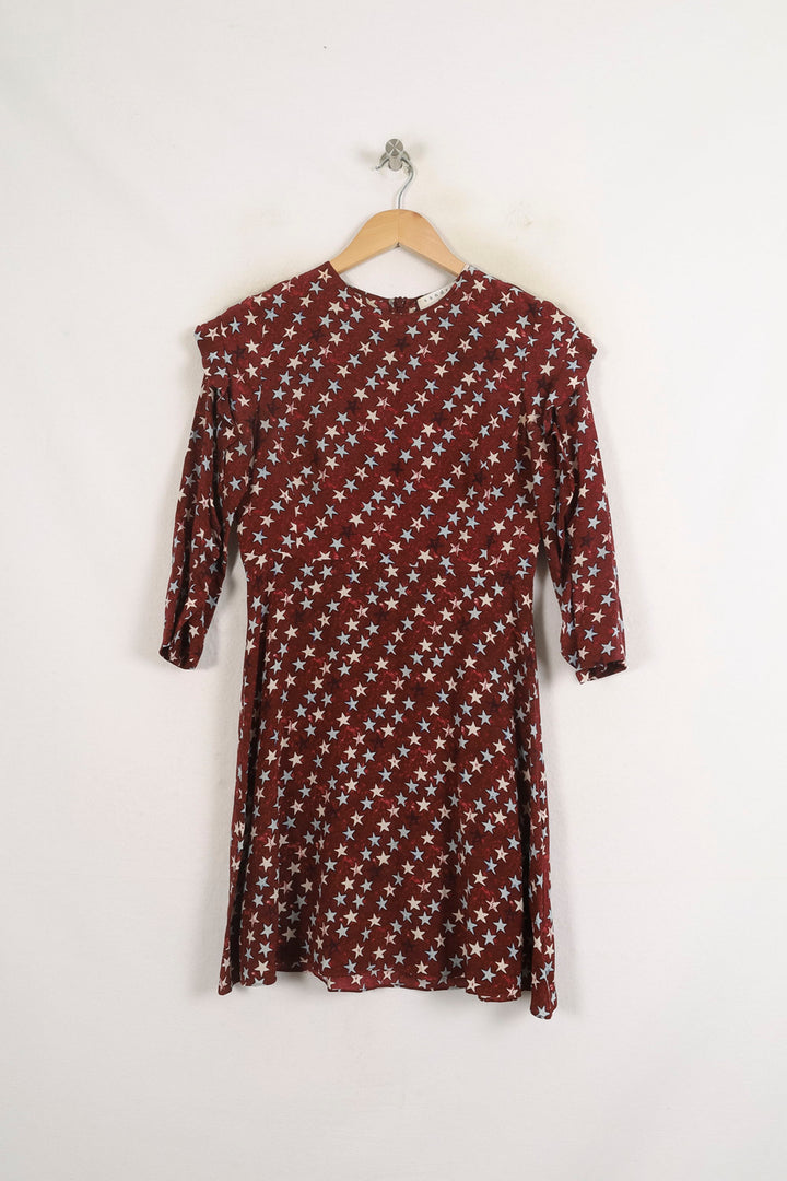 Robe Évasée Bordeaux et Blanche - Taille S/36 de la marque Sandro | PARAD62034 - Vendu par Paradigme - Image 2