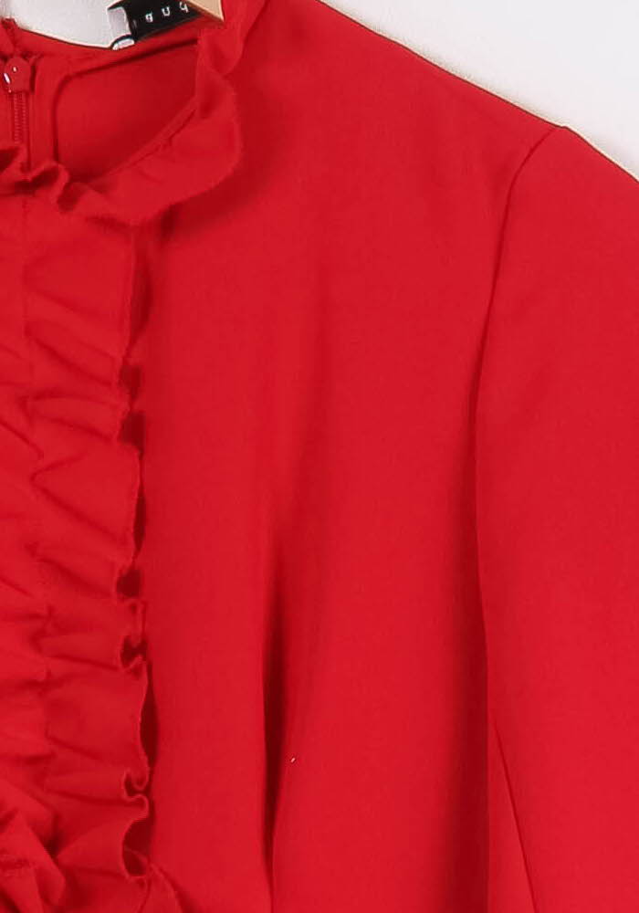 Robe Volantée Rouge - Taille S/36 de la marque Sandro | PARAD62110 - Vendu par Paradigme - Image 3