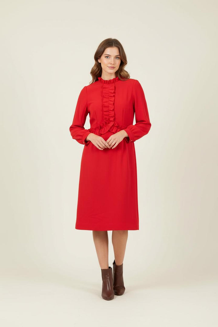 Robe Volantée Rouge - Taille S/36 de la marque Sandro | PARAD62110 - Vendu par Paradigme - Image 1