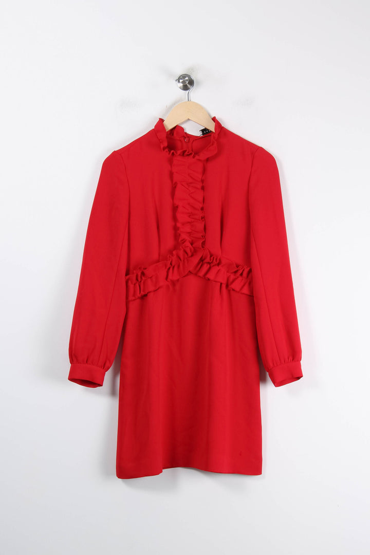 Robe Volantée Rouge - Taille S/36 de la marque Sandro | PARAD62110 - Vendu par Paradigme - Image 2