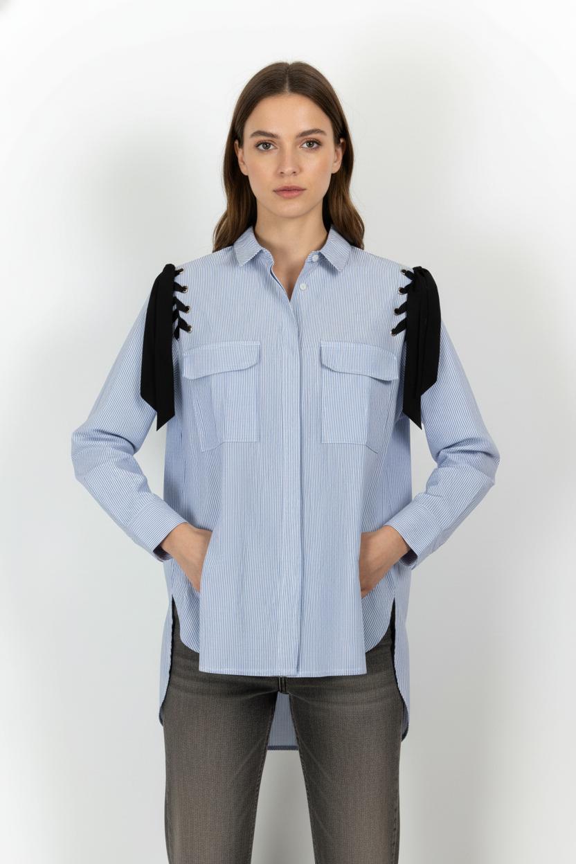 Chemise Bleue et Noire - Taille S/36 de la marque Sandro | PARAD62137 - Vendu par Paradigme - Image 1
