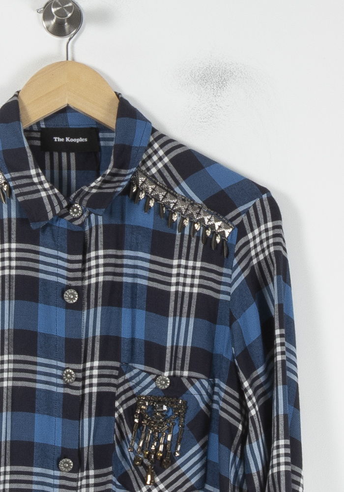 Chemise à Carreaux Bleue et Noire - Taille XS/34 de la marque The Kooples | PARAD62138 - Vendu par Paradigme - Image 3