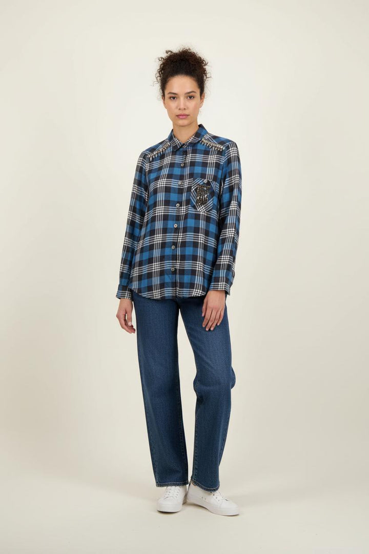 Chemise à Carreaux Bleue et Noire - Taille XS/34 de la marque The Kooples | PARAD62138 - Vendu par Paradigme - Image 1