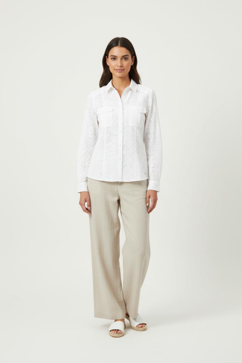 Chemise Brodée Blanche - Taille M/38 de la marque IKKS | PARAD62142 - Vendu par Paradigme - Image 1
