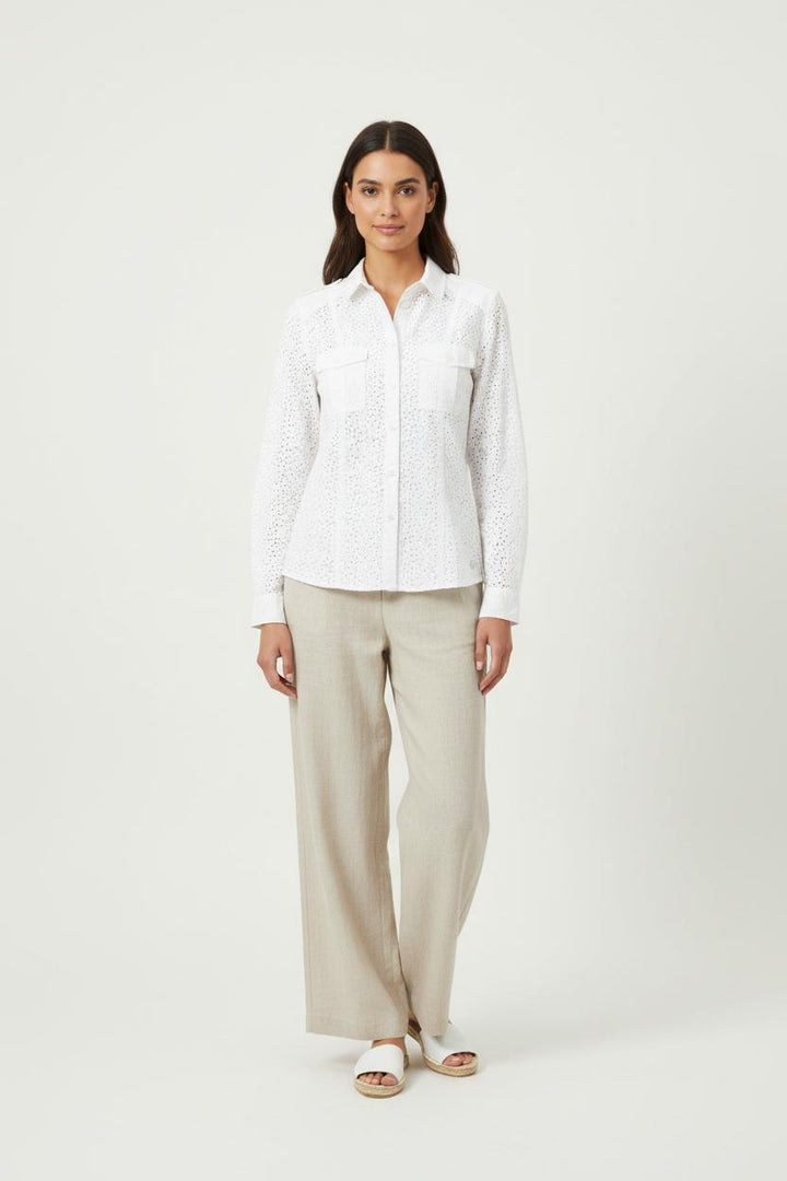 Chemise Brodée Blanche - Taille M/38 de la marque IKKS | PARAD62142 - Vendu par Paradigme - Image 1
