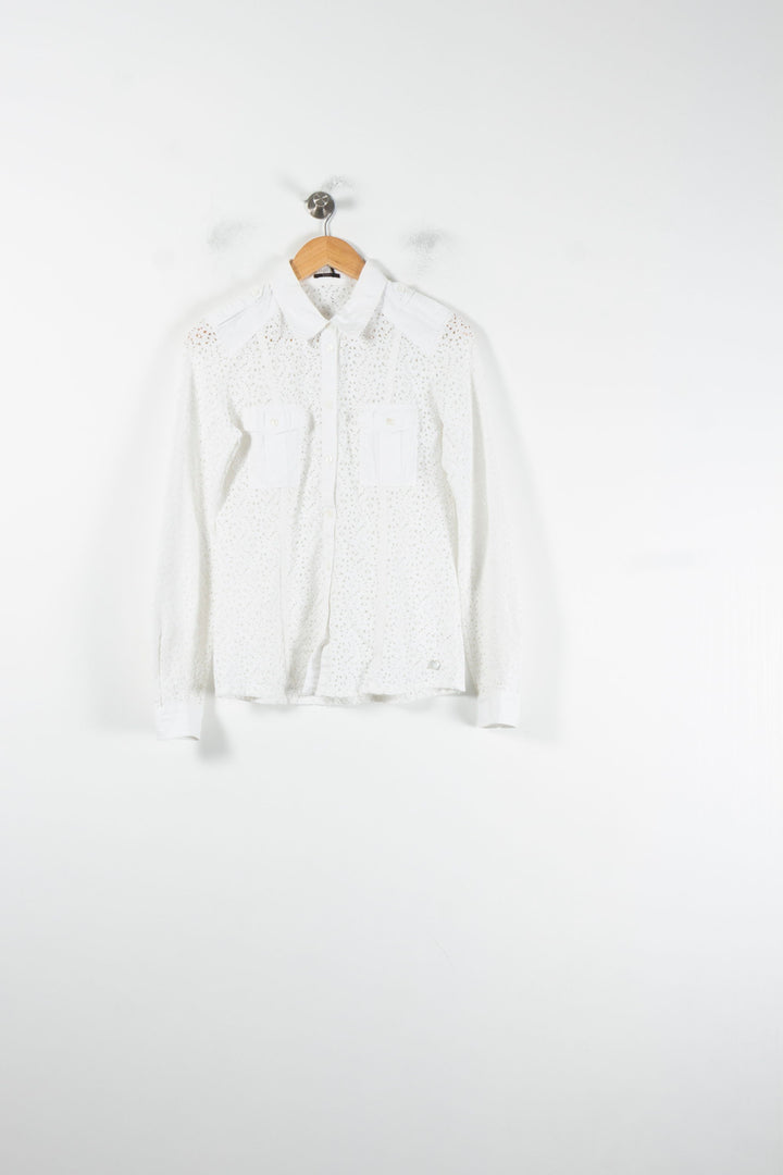 Chemise Brodée Blanche - Taille M/38 de la marque IKKS | PARAD62142 - Vendu par Paradigme - Image 2