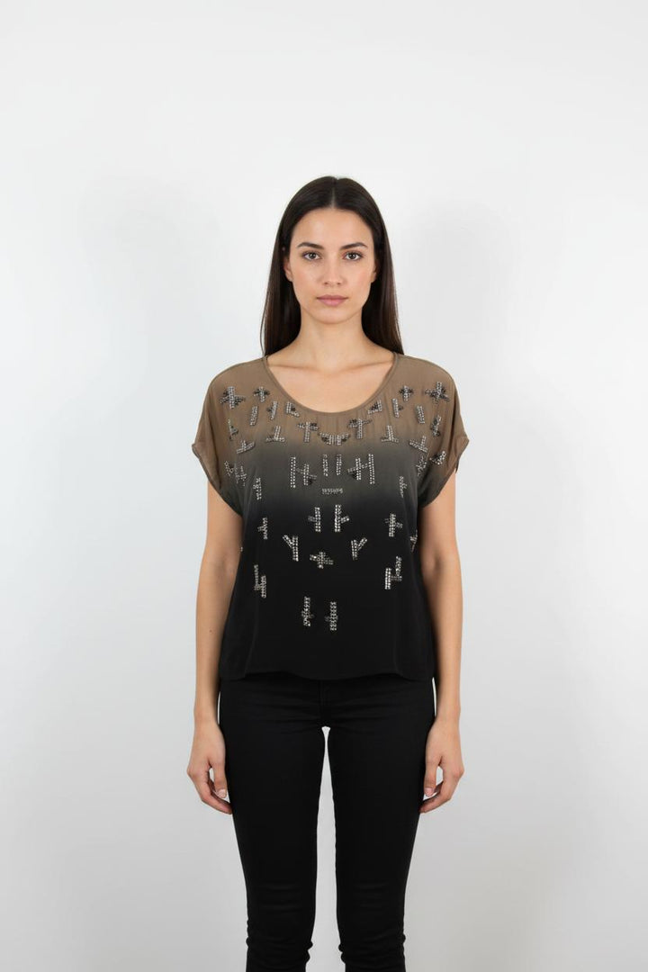 Blouse Marron et Noire - Taille M/38