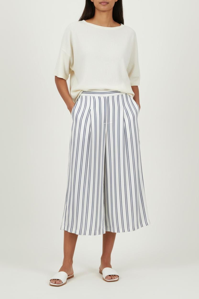 Pantalon Large Blanc et Bleu - Taille S/36 de la marque Maison 123 | PARAD62194 - Vendu par Paradigme - Image 1