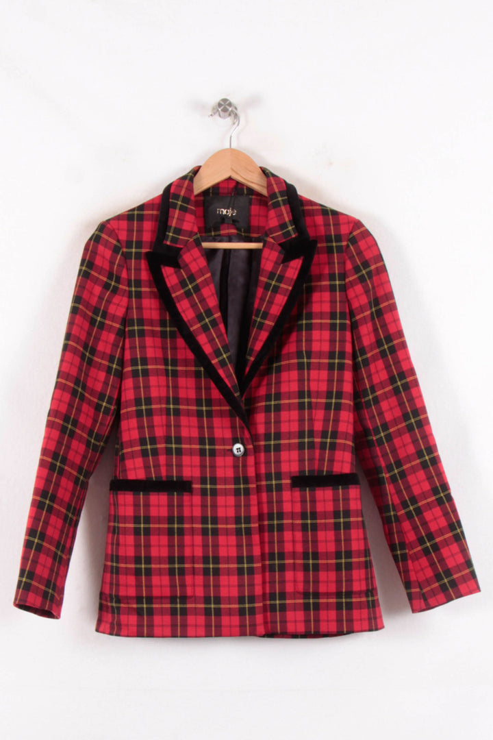 Veste Tailleur Rouge et Noire - Taille S/36 de la marque Maje | PARAD62202 - Vendu par Paradigme - Image 2