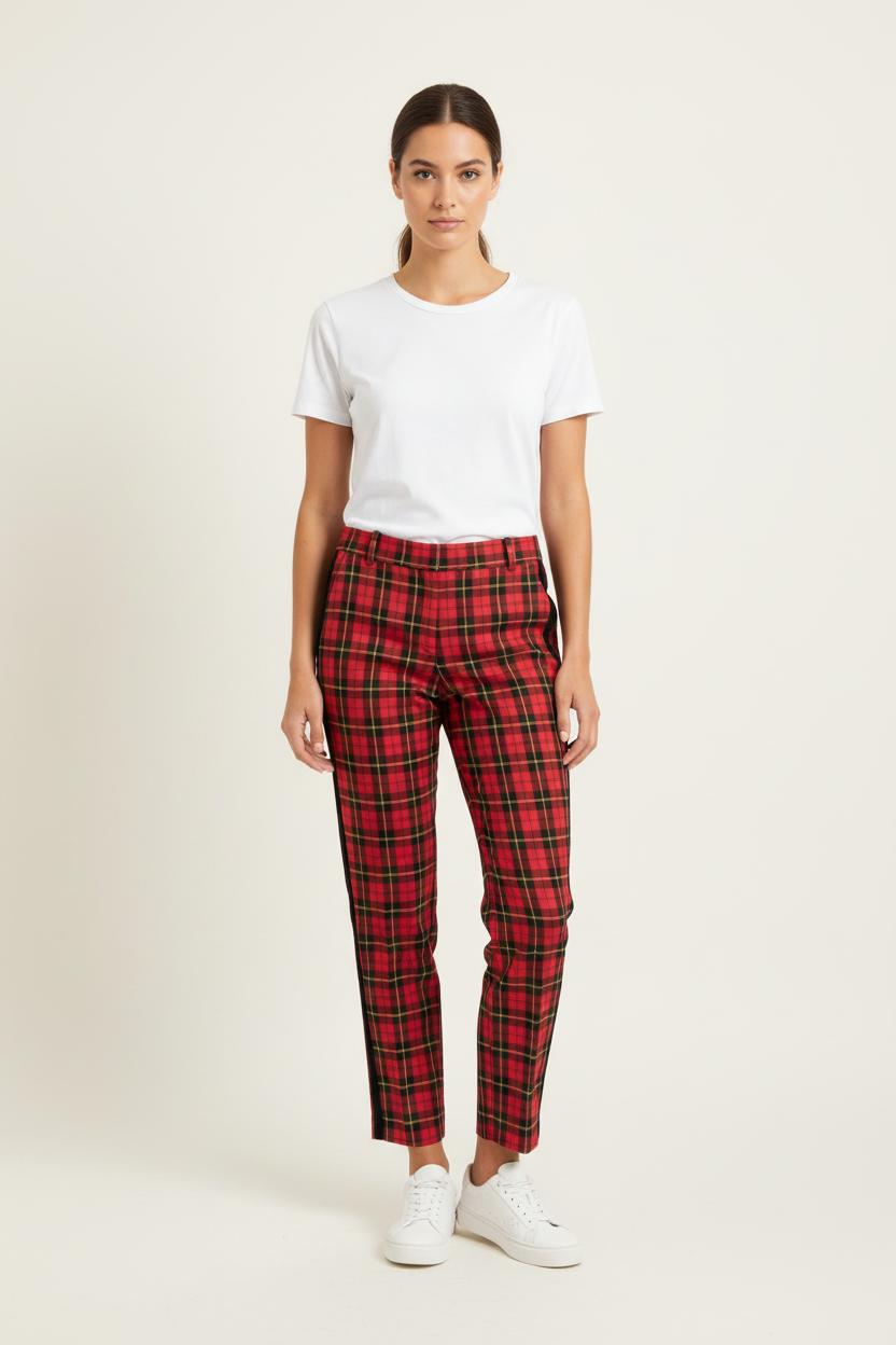 Pantalon À Carreaux Rouge et Noir - Taille S/36 de la marque Maje | PARAD62204 - Vendu par Paradigme - Image 1