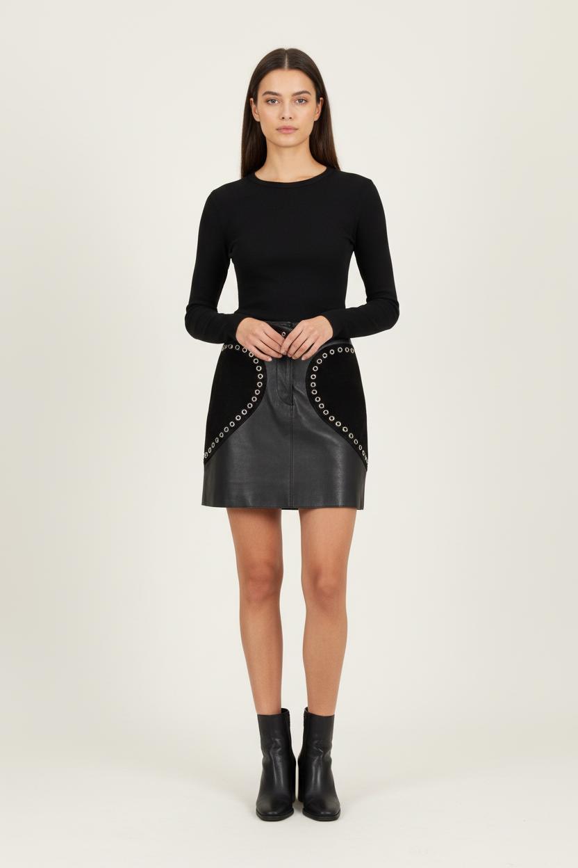 Jupe Cuir Noire - Taille XS/34 de la marque Maje | PARAD62207 - Vendu par Paradigme - Image 1