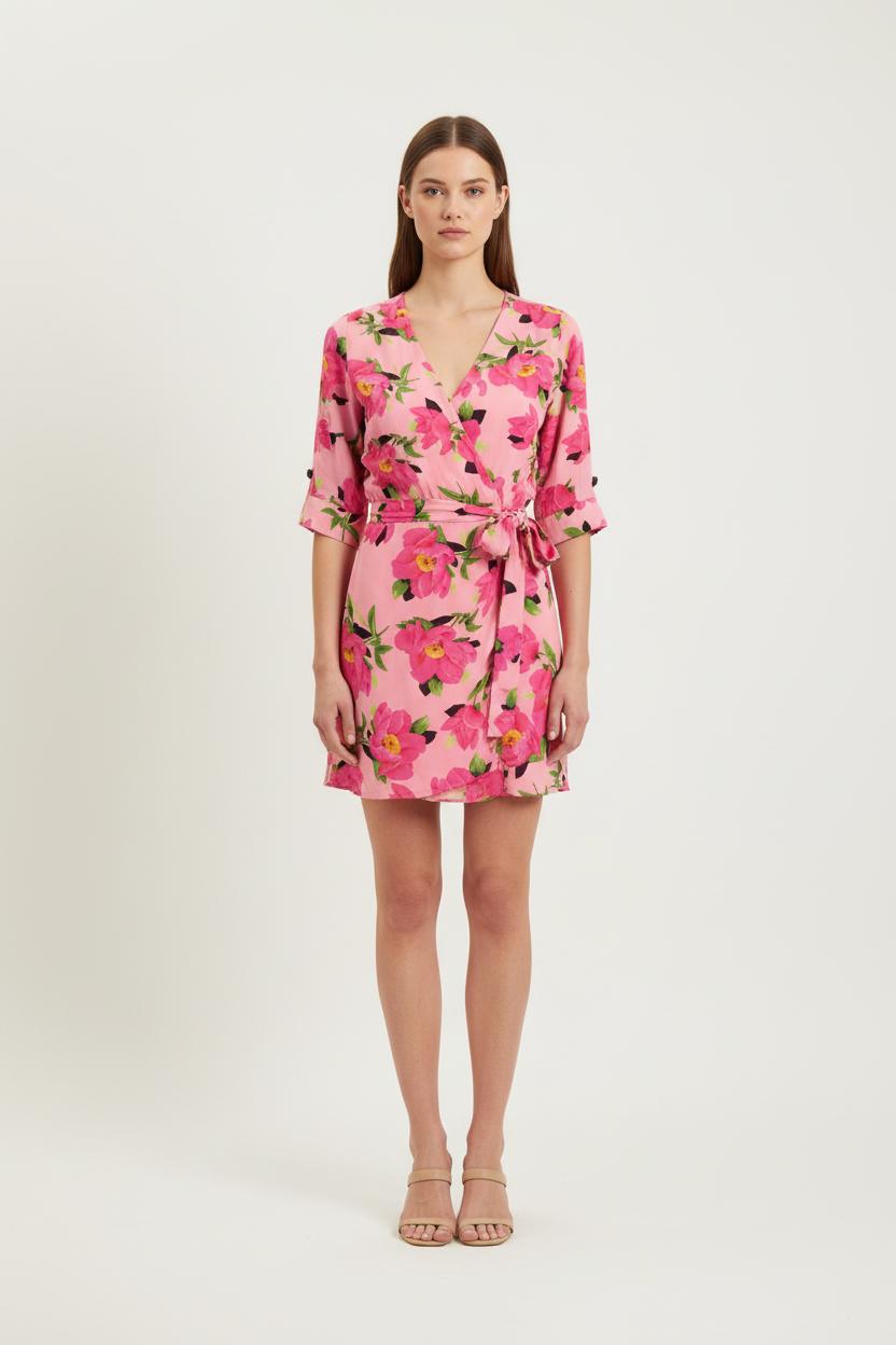 Robe Portefeuille Rose et Verte - Taille S/36 de la marque The Kooples | PARAD62209 - Vendu par Paradigme - Image 1