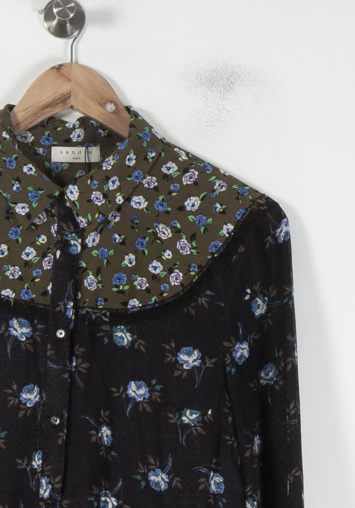 Chemise Noire et Verte - Taille M/38 de la marque Sandro | PARAD62218 - Vendu par Paradigme - Image 3