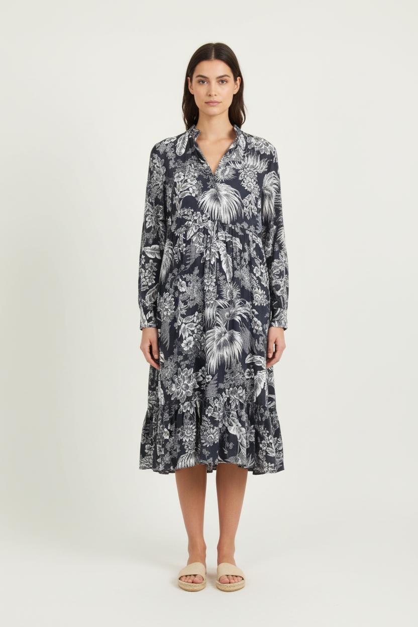 Robe Midi Grise et Blanche - Taille L/40 de la marque Caroll | PARAD62227 - Vendu par Paradigme - Image 1