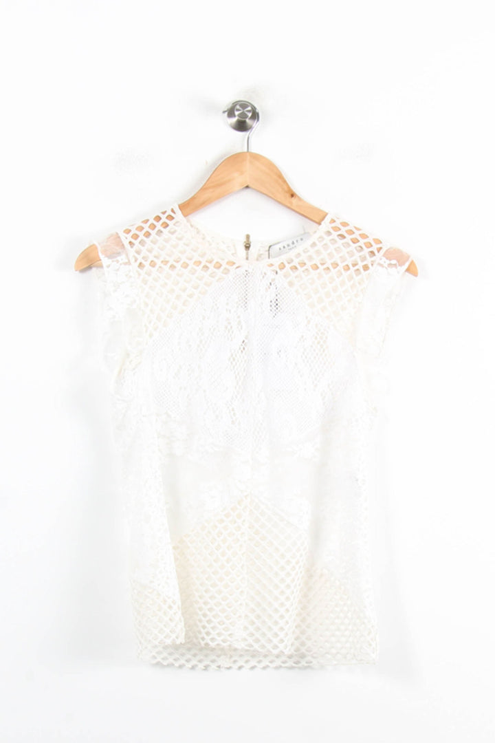 Blouse Dentelle Blanche - Taille M/38 de la marque Sandro | PARAD62229 - Vendu par Paradigme - Image 2